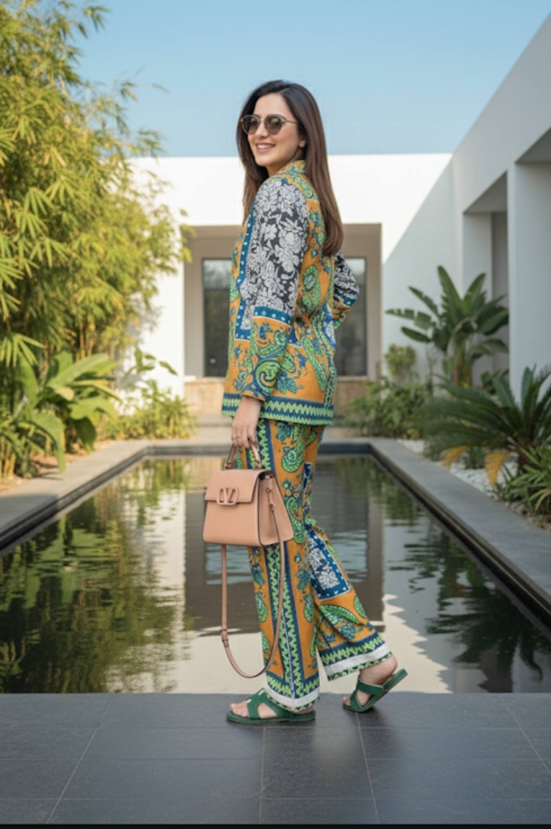 GREEN CORD SET WITH DUBATA