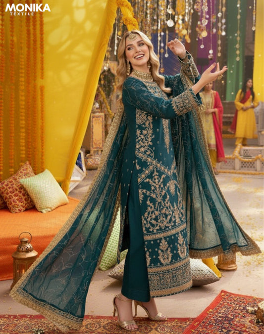 CHIFFON EMBRIODED SUIT