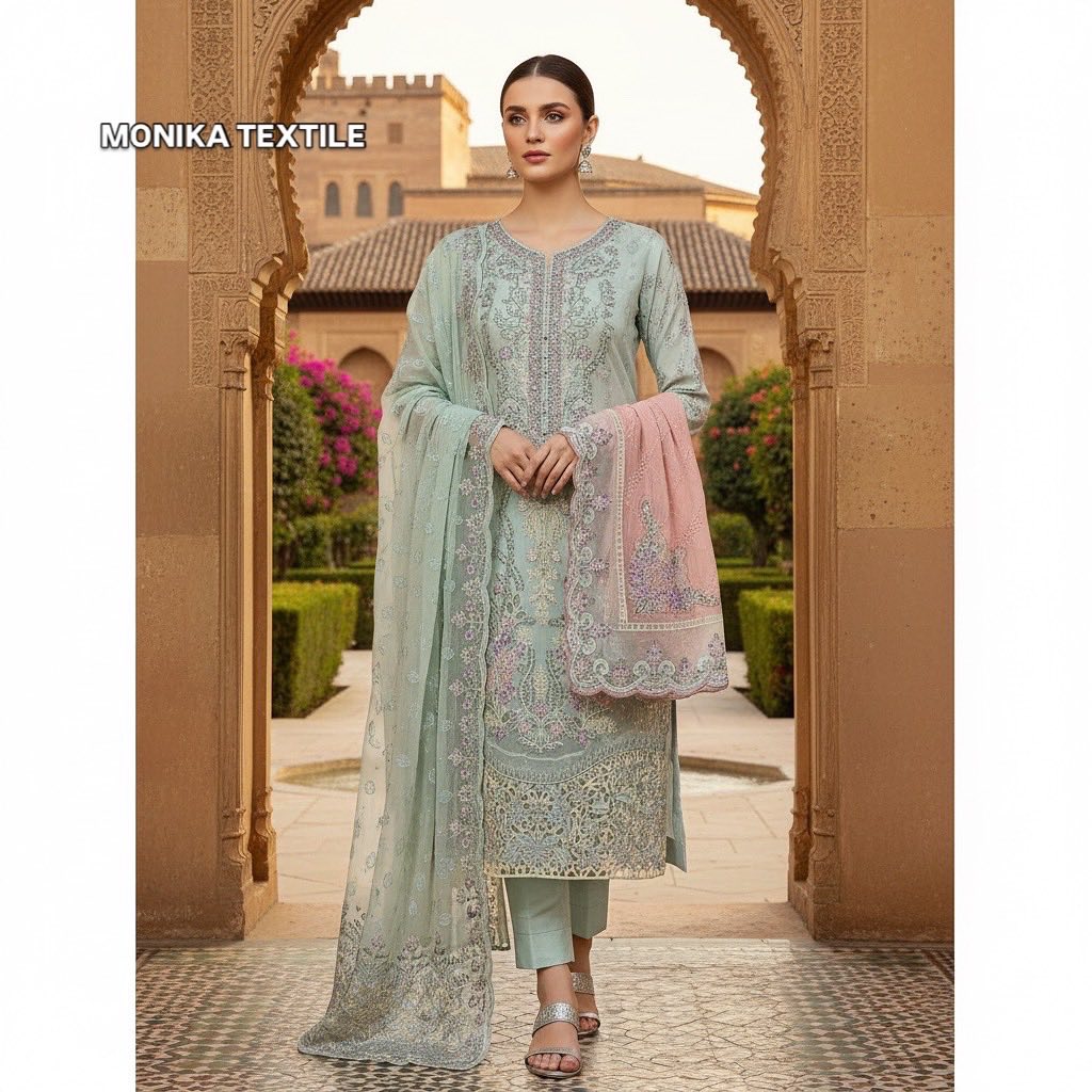 ORGANZA AQUA THREE PIECE DRESS