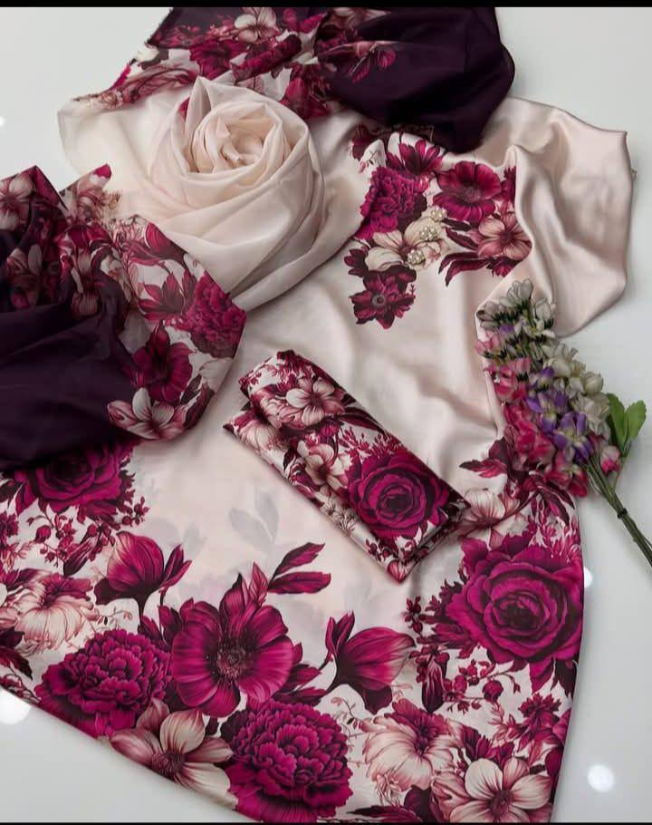 FLORAL ROSE SILK DRESS