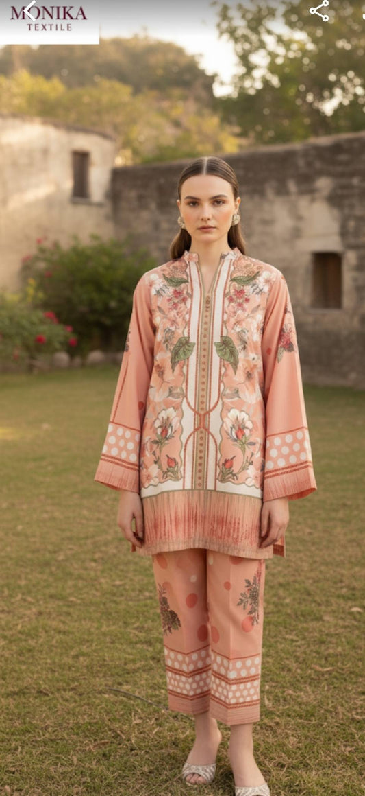 PINK FLORAL CORD SET WITH DUBATA