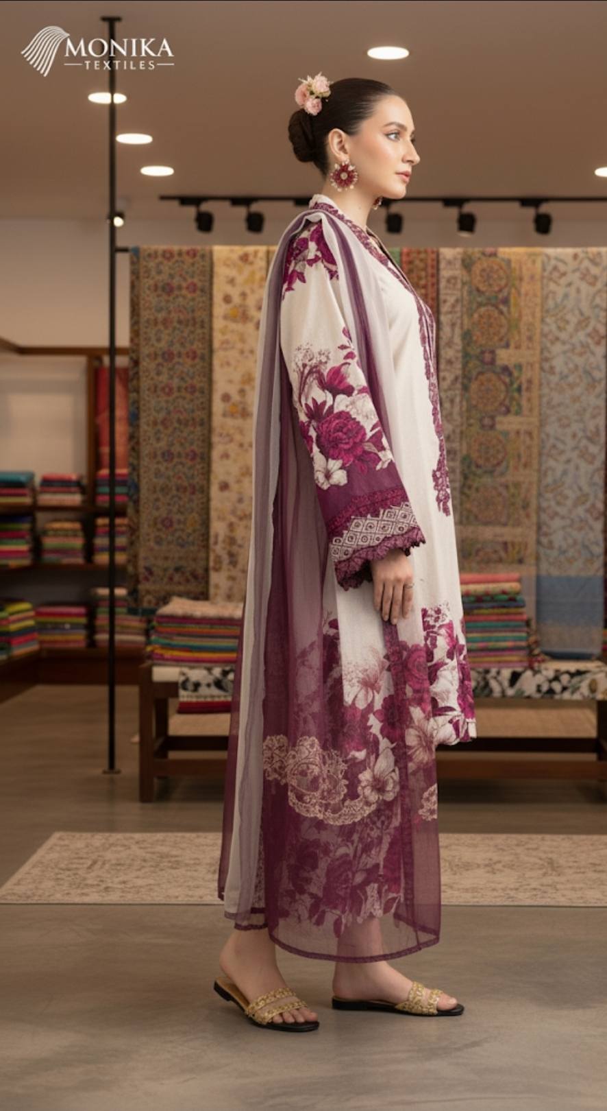 FLORAL ROSE SILK DRESS