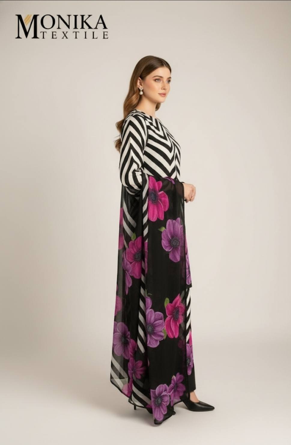SHAMOSE SILK THREE PIECE DRESS