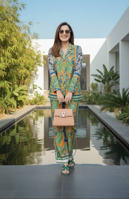 GREEN CORD SET WITH DUBATA