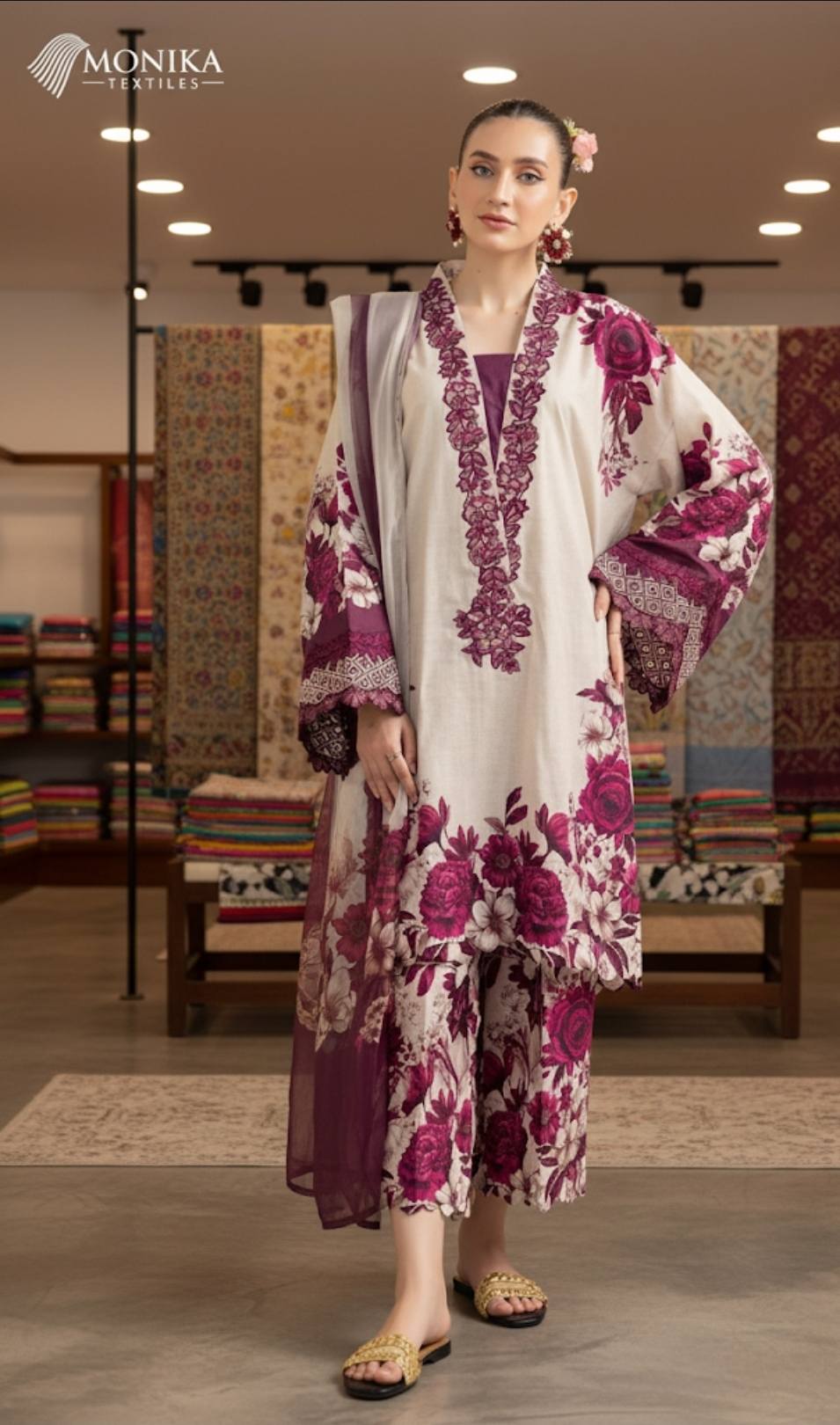 FLORAL ROSE SILK DRESS