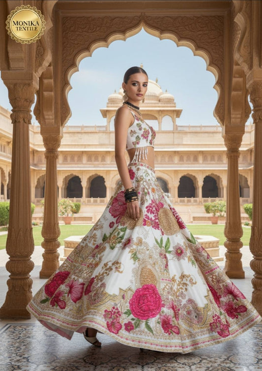 WHITE LEHANGA FORAL IMPRESSION