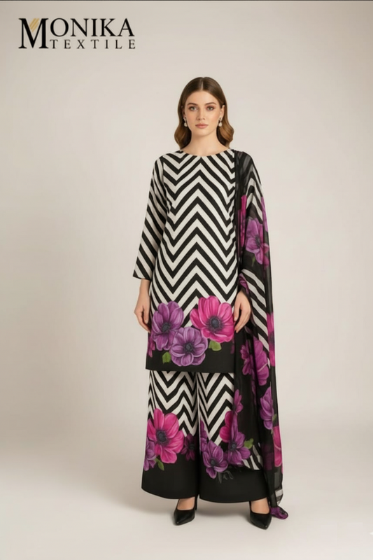 SHAMOSE SILK THREE PIECE DRESS